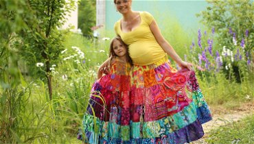 Mum and me – patchworkové kanýrové duhové šaty a sukně