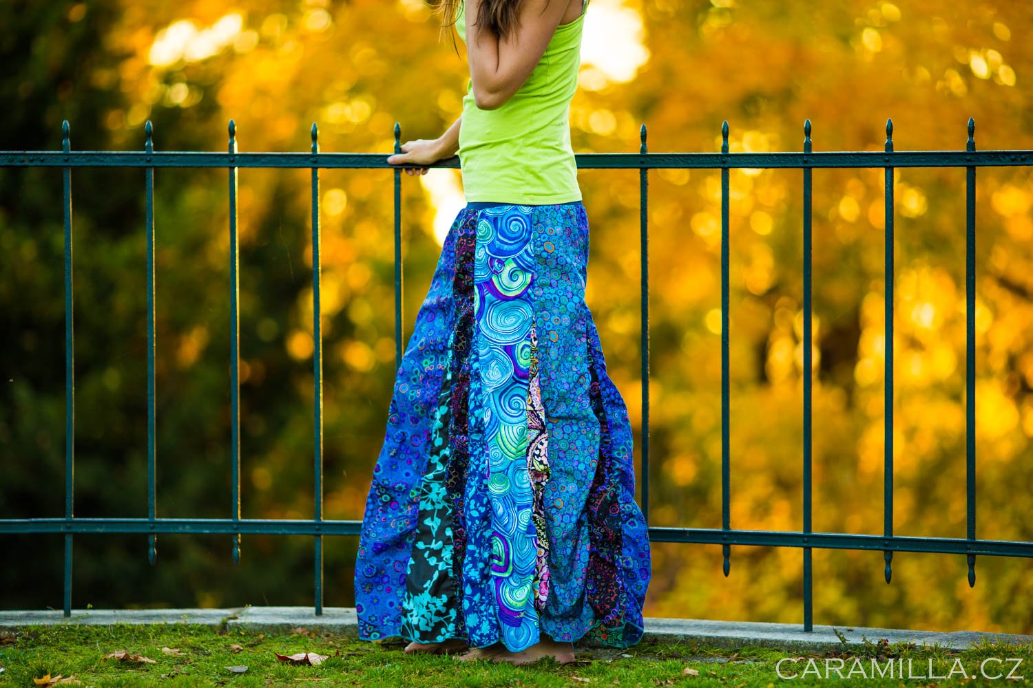 Podzimní patchworkové nabírané sukně