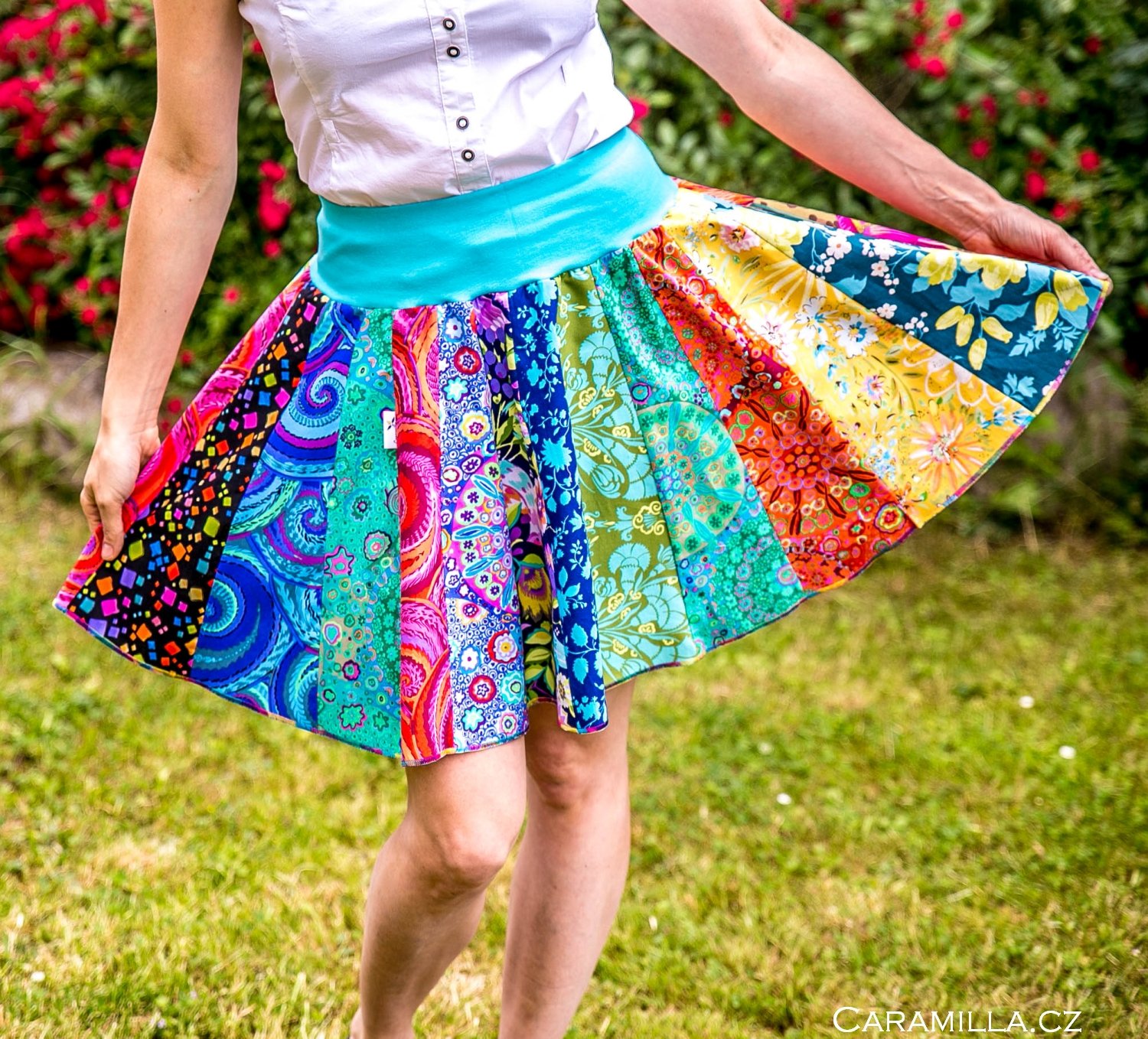 Patchworkové kolové sukně