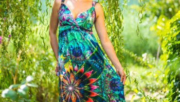 Dlouhé letní šaty pralesní symfinie – též pro kojící a těhotné