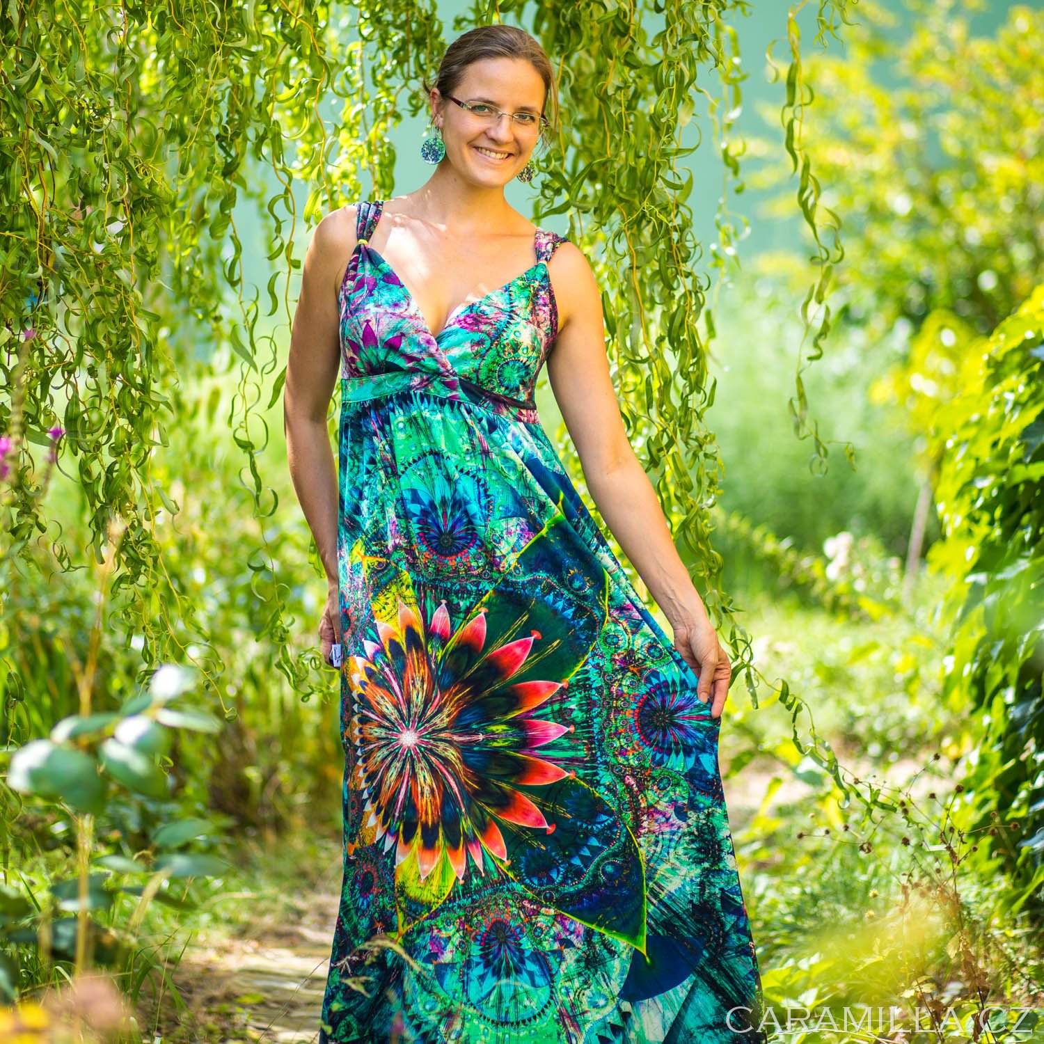 Dlouhé letní šaty pralesní symfinie – též pro kojící a těhotné