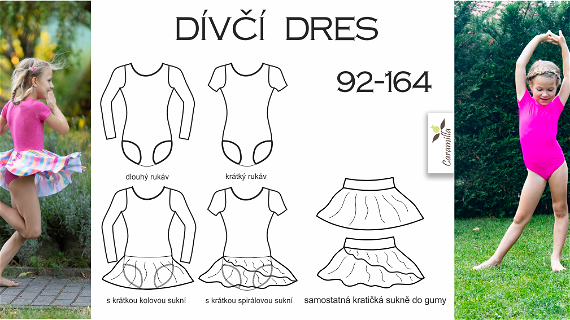 Dívčí dres / body na cvičení se sukní či bez (střih a návod)