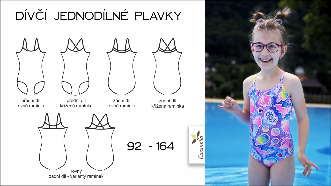 Dívčí jednodílné plavky – střih a návod (92-164)