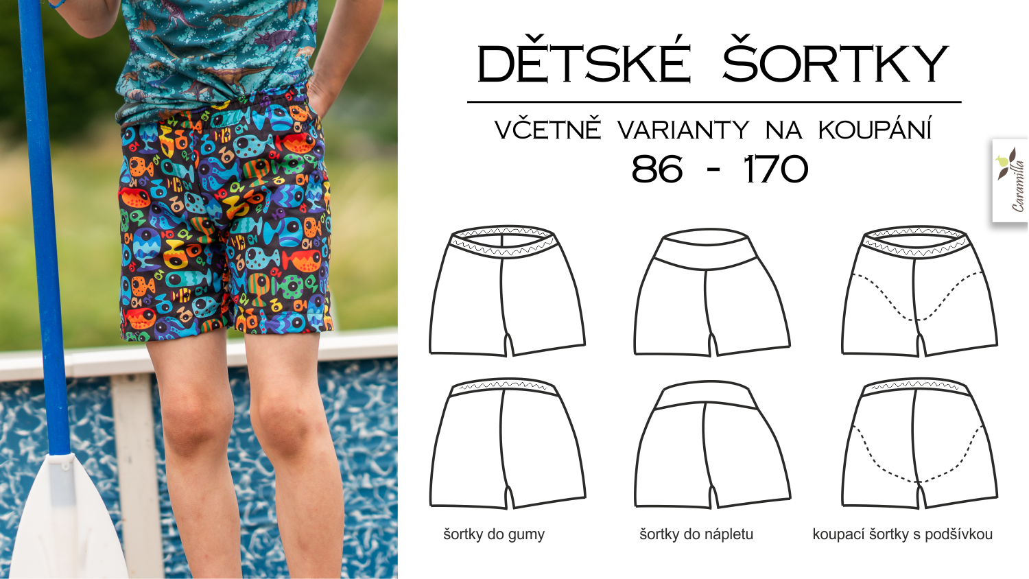 Šortky na koupání 86-170 (Střih a návod)