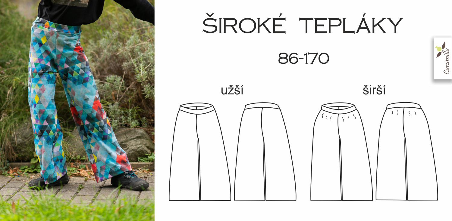 Dětské široké tepláky 86-170 (Střih a návod)
