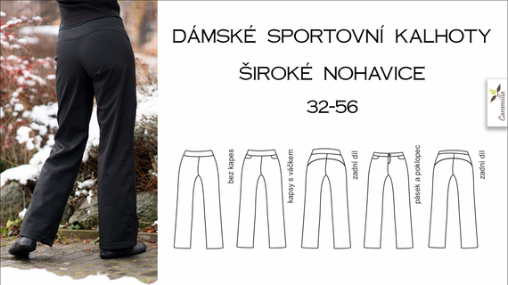 Dámské sportovní kalhoty s širokými nohavicemi (Střih a návod)