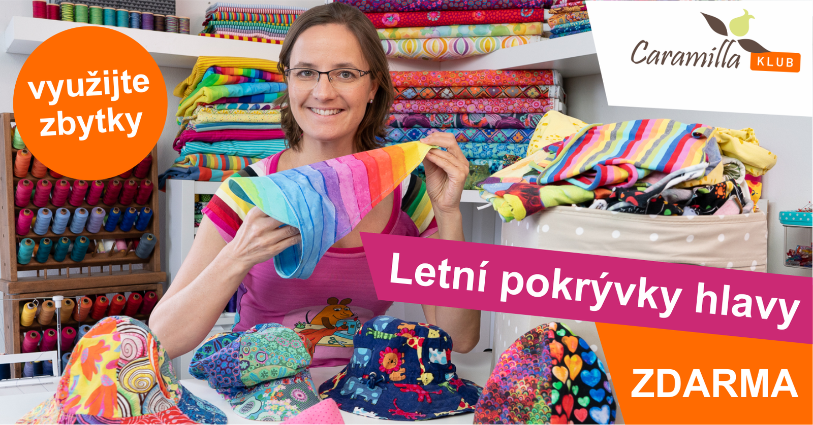 Šití letních pokrývek hlavy – střihy a kurz zdarma