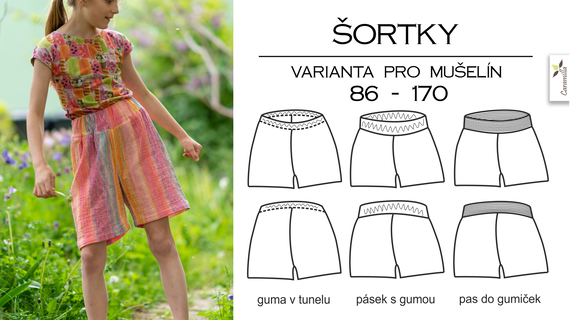Dětské šortky – varianta pro mušelín (Střih a návod)