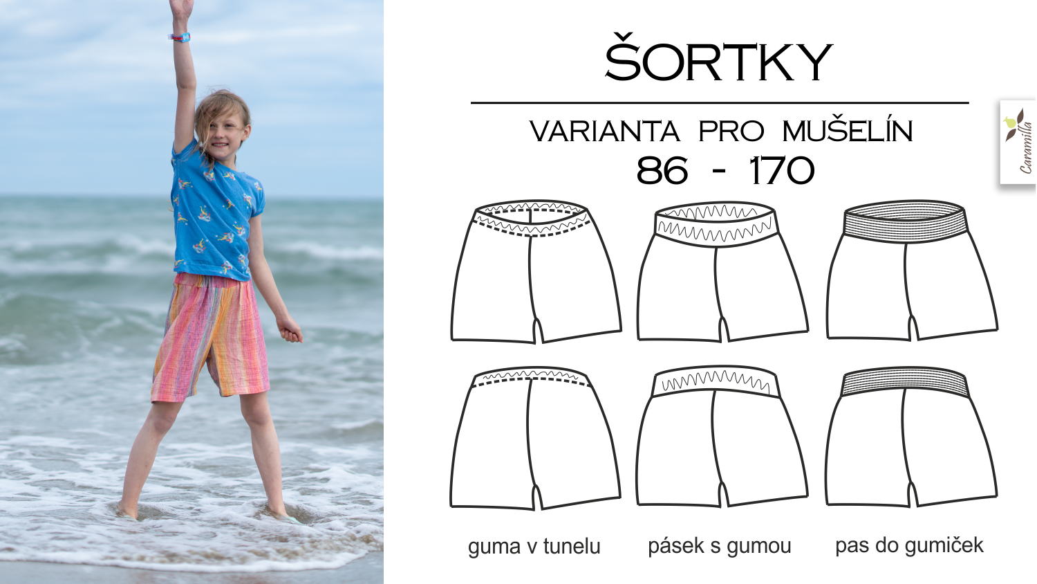Dětské šortky – varianta pro mušelín (Střih a návod)
