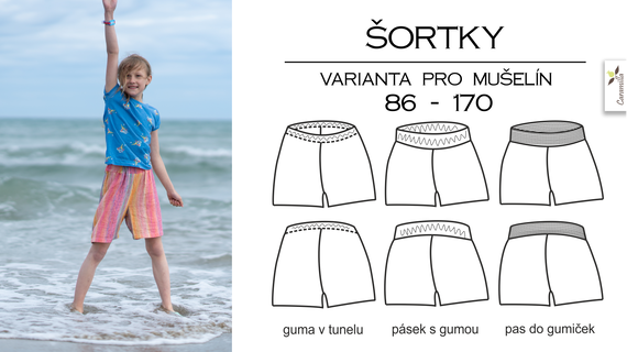 Dětské šortky – varianta pro mušelín (Střih a návod)