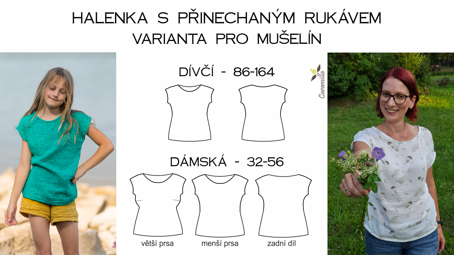 Halenka s přinechaným rukávem – varianta pro mušelín (Střih a návod)