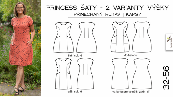 Princessové šaty s kapsami 32-56 (Střih a návod)