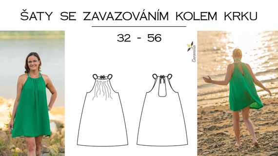 Šaty se zavazováním kolem krku 32-56 (Střih a návod)
