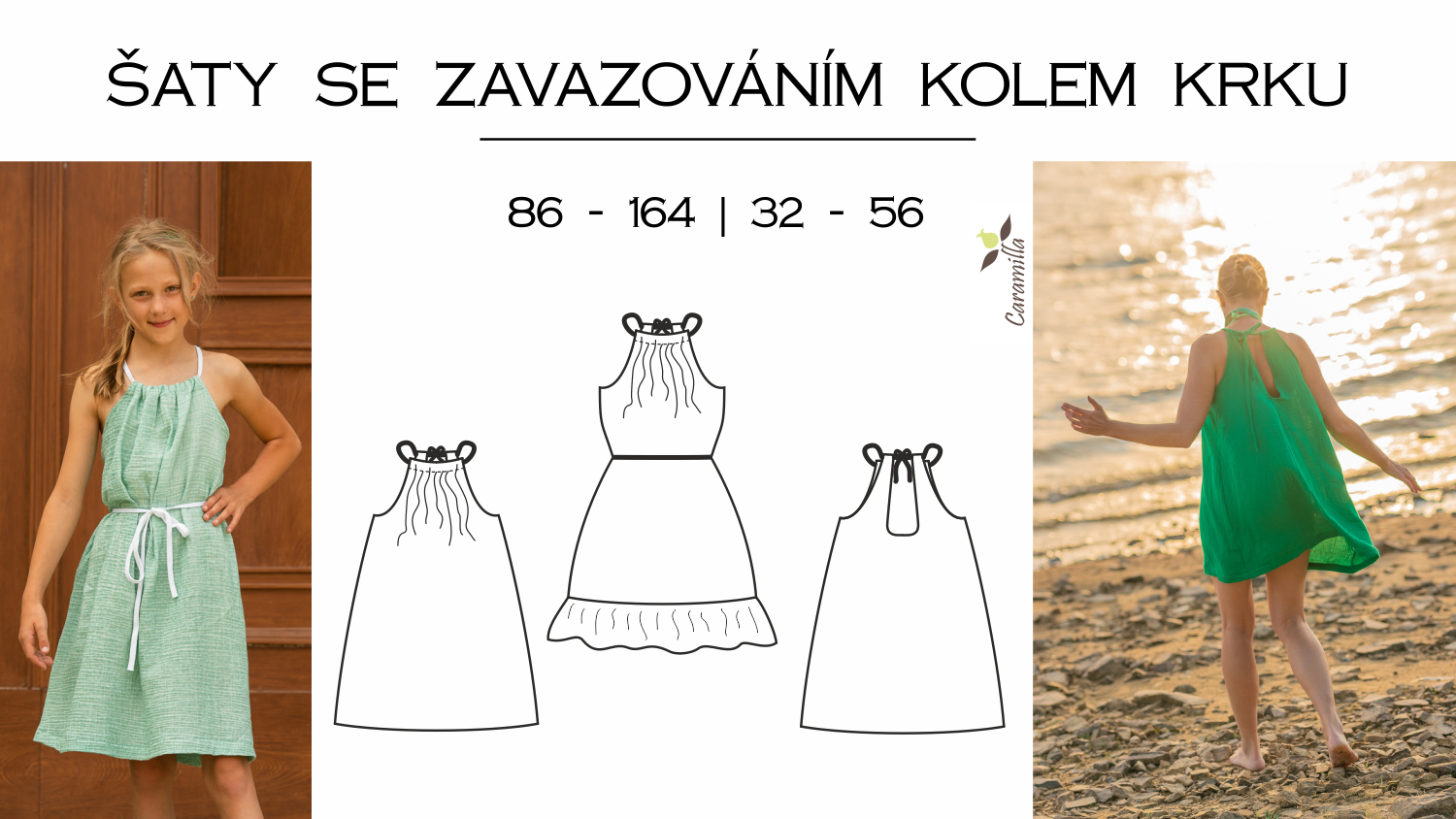 Šaty se zavazováním kolem krku (Střih a návod)